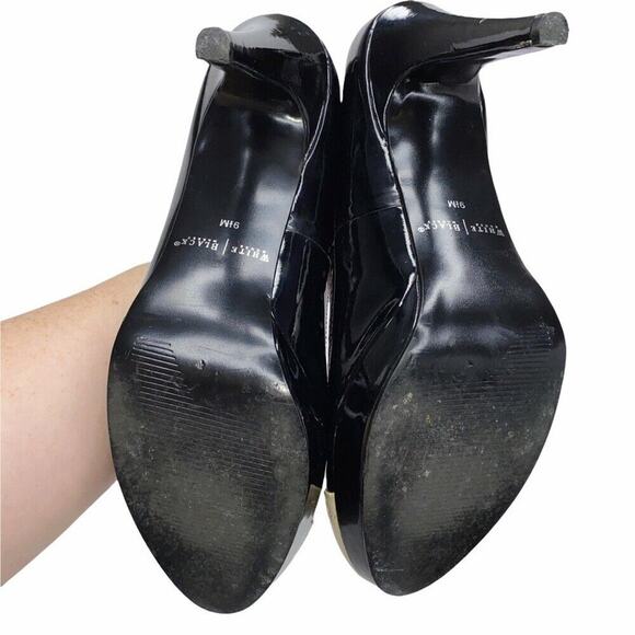 White House Black Market Benna Black/Tan Spectator Heels Size 9.5M Women's - Picture 10 of 11